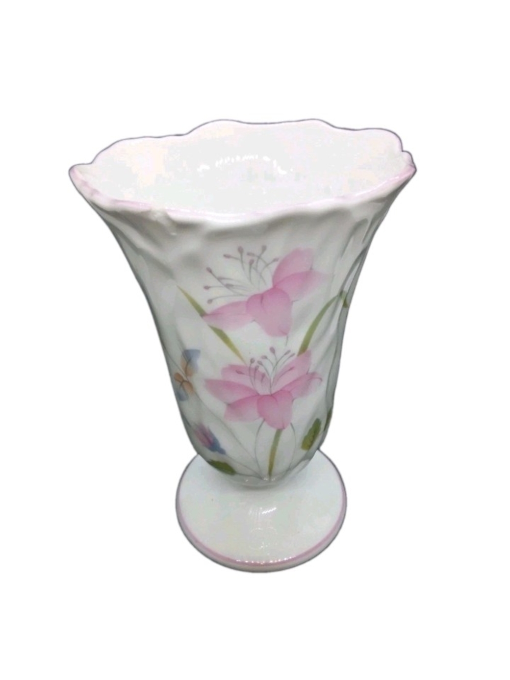 Elegant Pink Floral Glass Vase - Home Accents